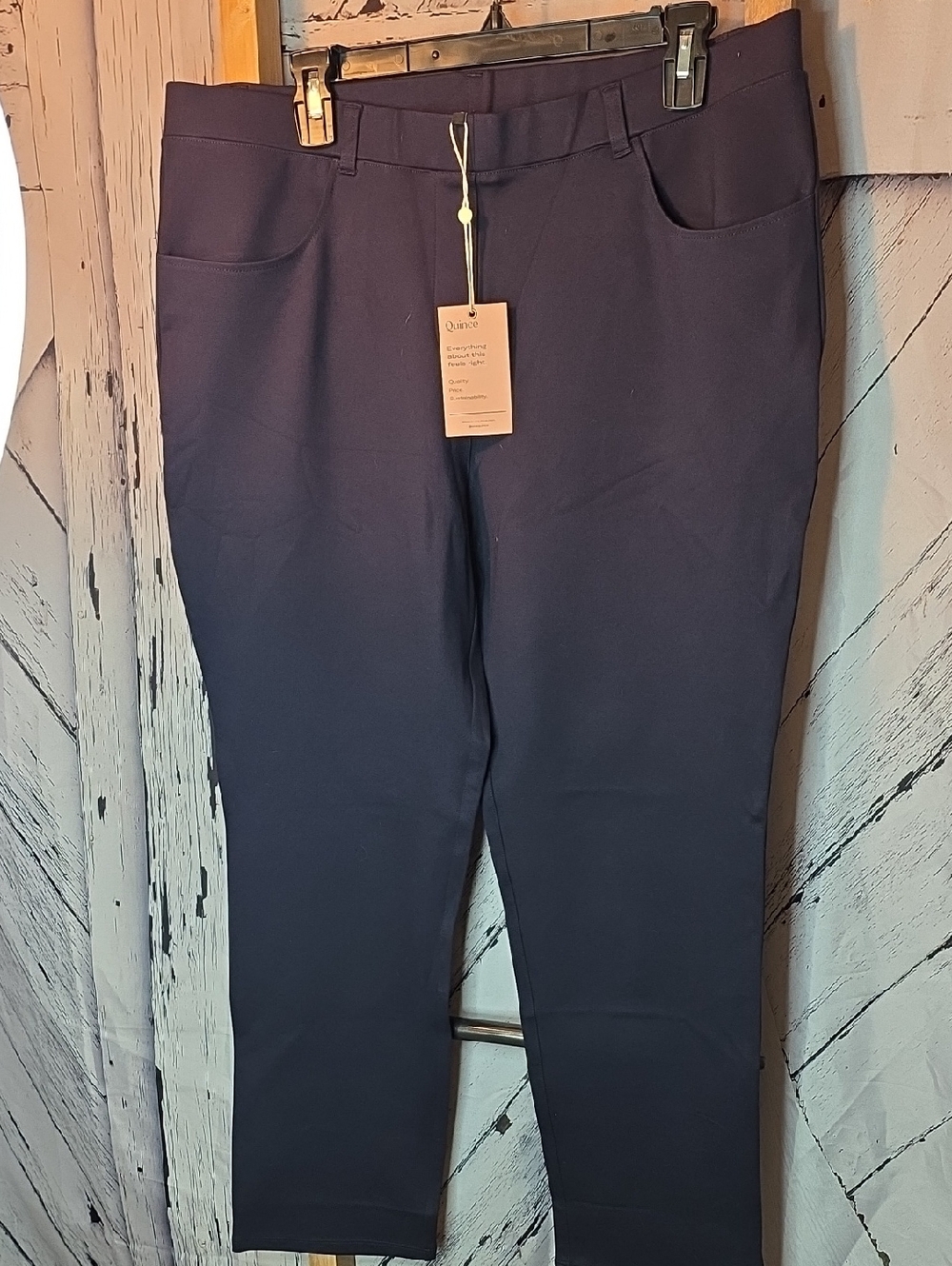 Quince Navy 4 Pocket Stretch Ponte Straight Leg Pants Numerous Sizes - Picture 4 of 9